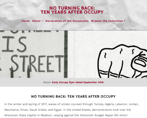 Screenshot of the Occupy Wall Street Exhibit website